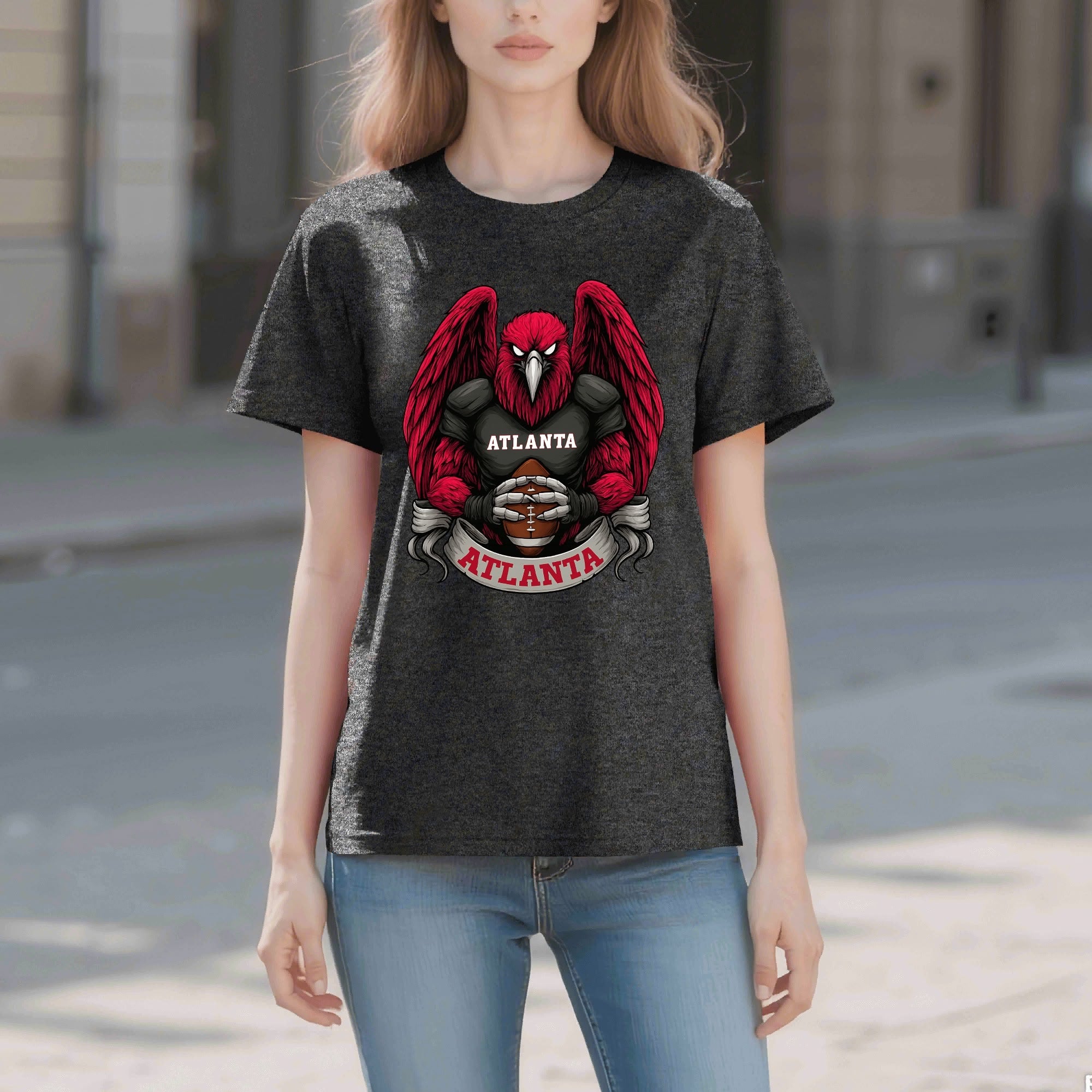 Atlanta Football T-Shirt – Men’s Graphic Tee | Sports Fan Gift | Bold Red Bird Design | Game Day Apparel for Atlanta Fans