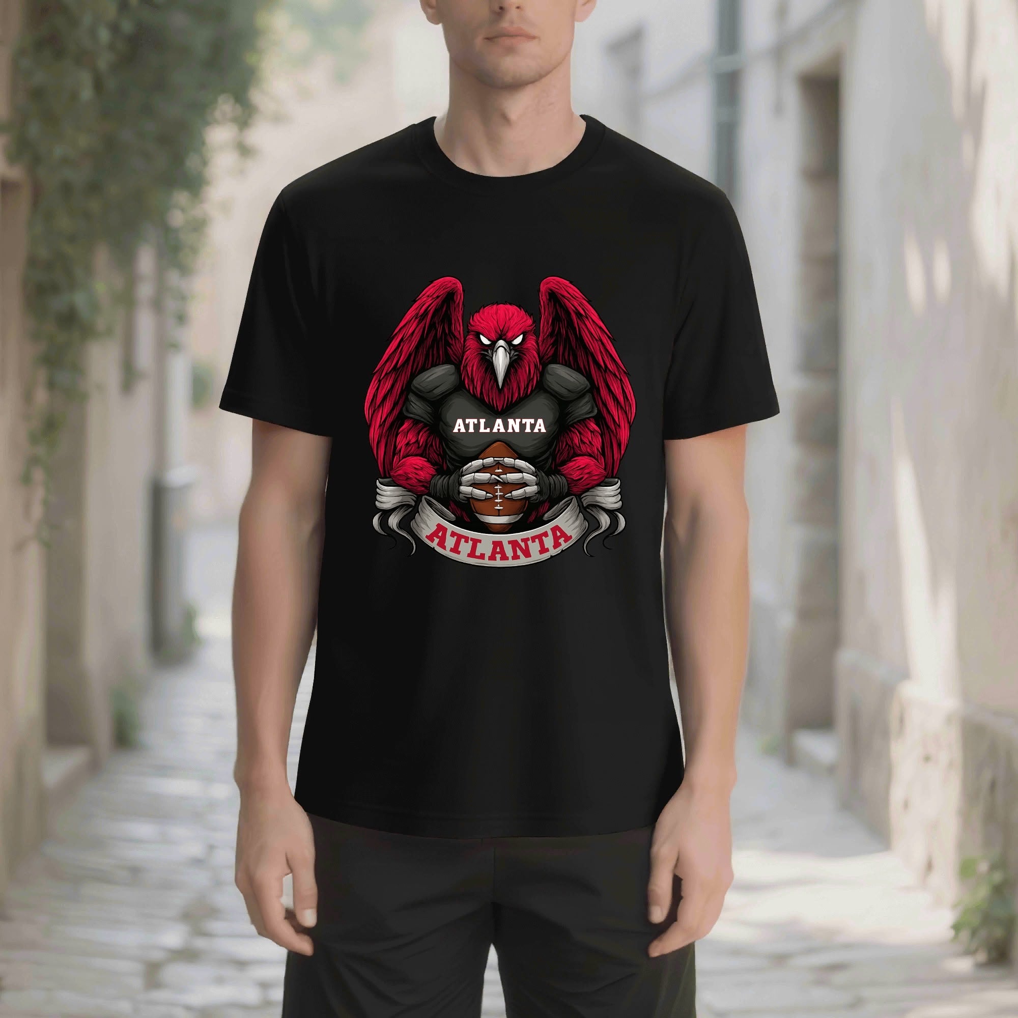 Atlanta Football T-Shirt – Men’s Graphic Tee | Sports Fan Gift | Bold Red Bird Design | Game Day Apparel for Atlanta Fans