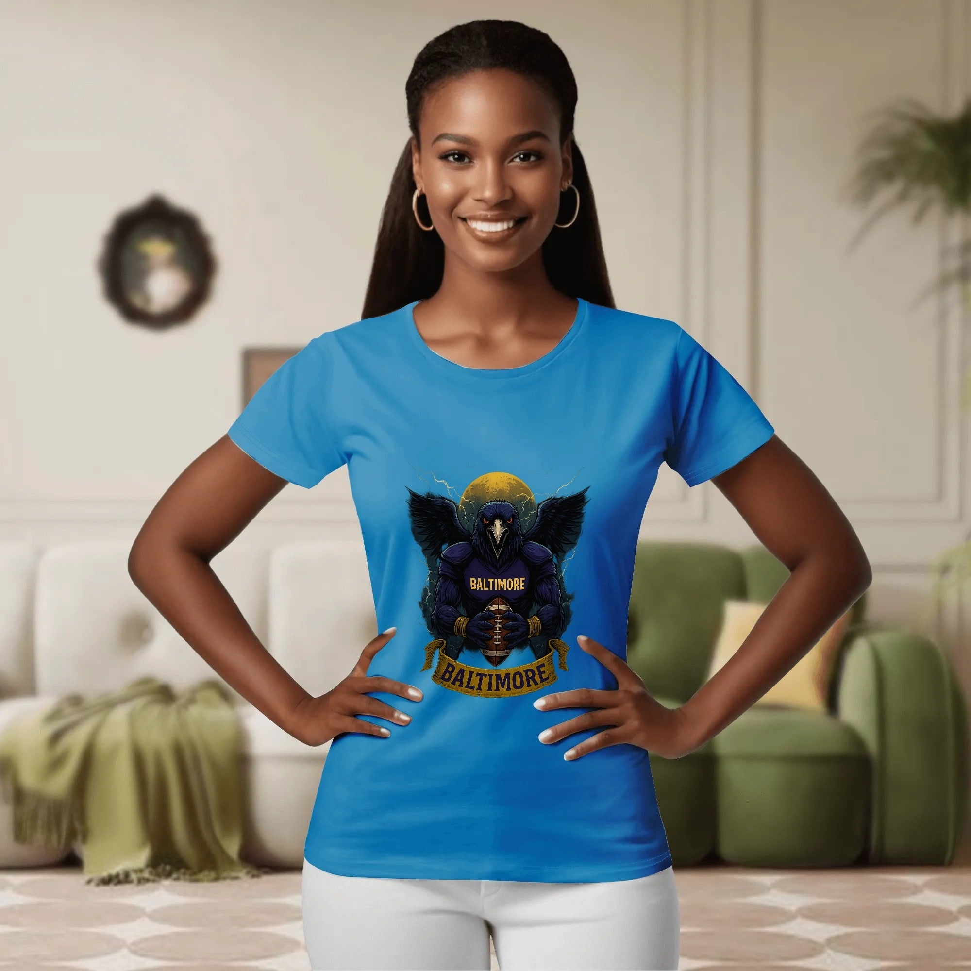 One Side Printed in US-Woman Crew neck T-shirts