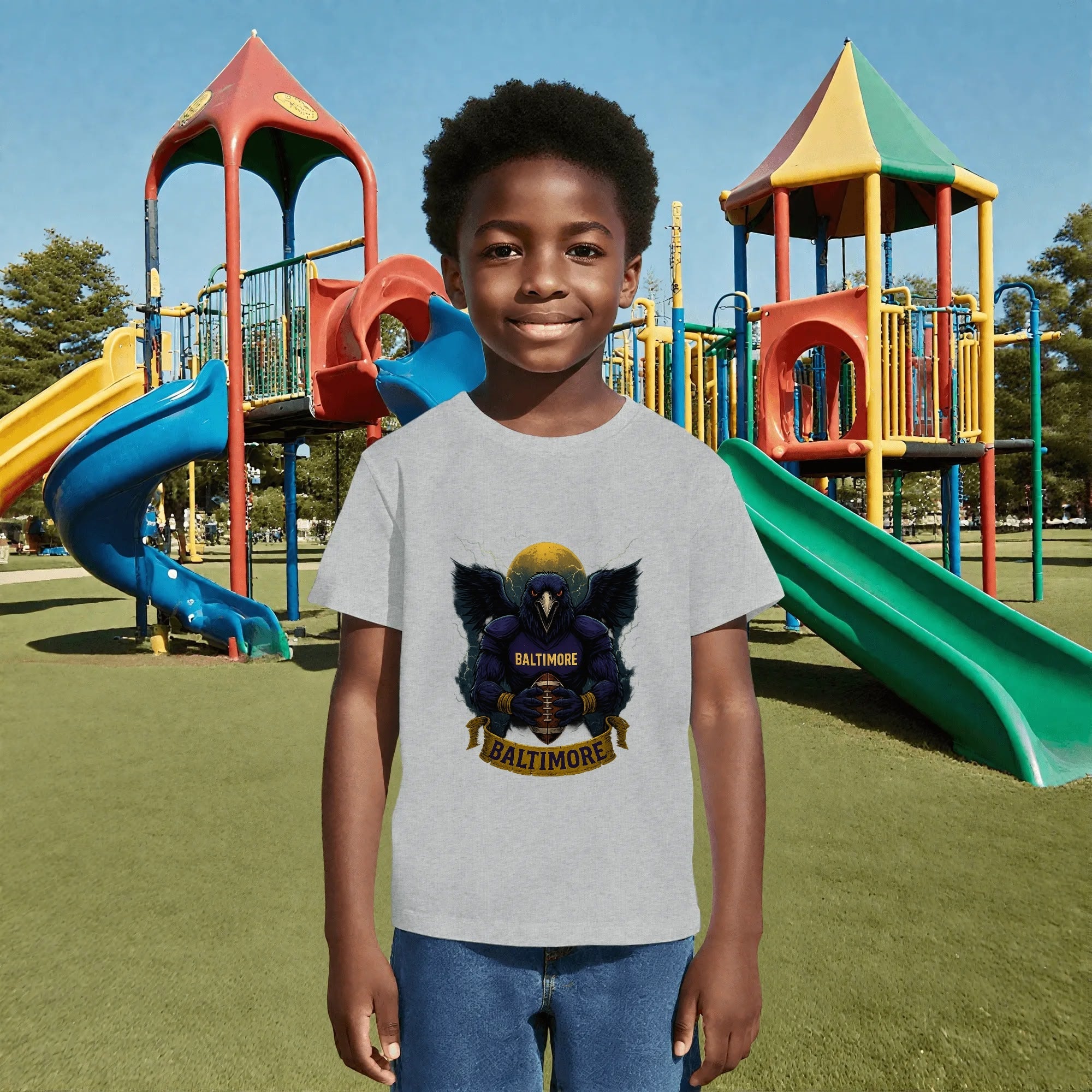 One Side Printed in US-Kids Crew neck T-shirts