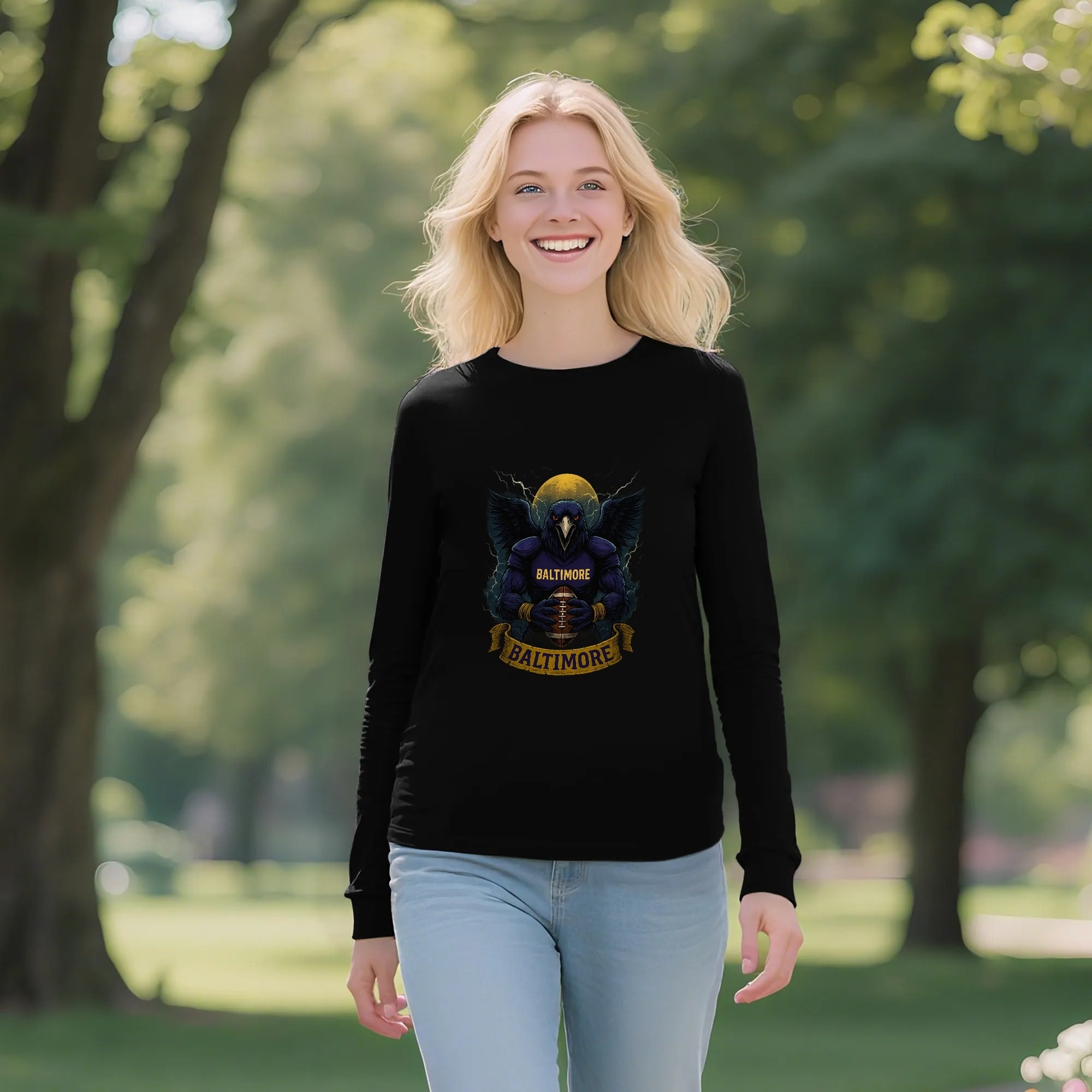 One Side Printed in US- Unisex Crew Neck Long Sleeve T-shirts