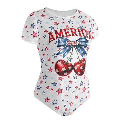 Womens Crew Neck Short Sleeve Slim Fit Bodysuit