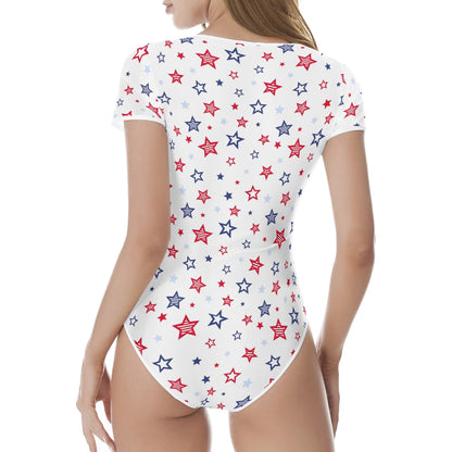 Womens Crew Neck Short Sleeve Slim Fit Bodysuit