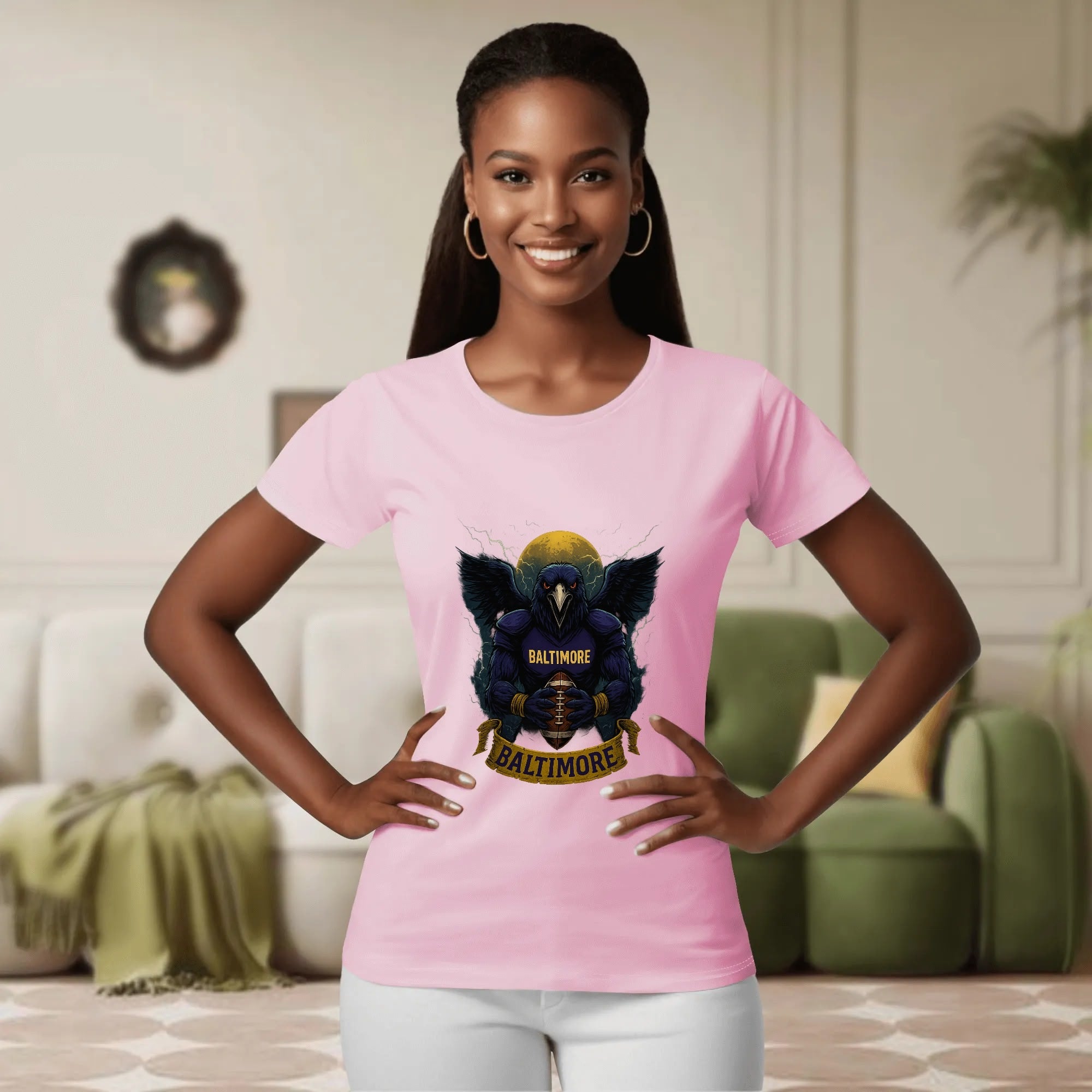 One Side Printed in US-Woman Crew neck T-shirts
