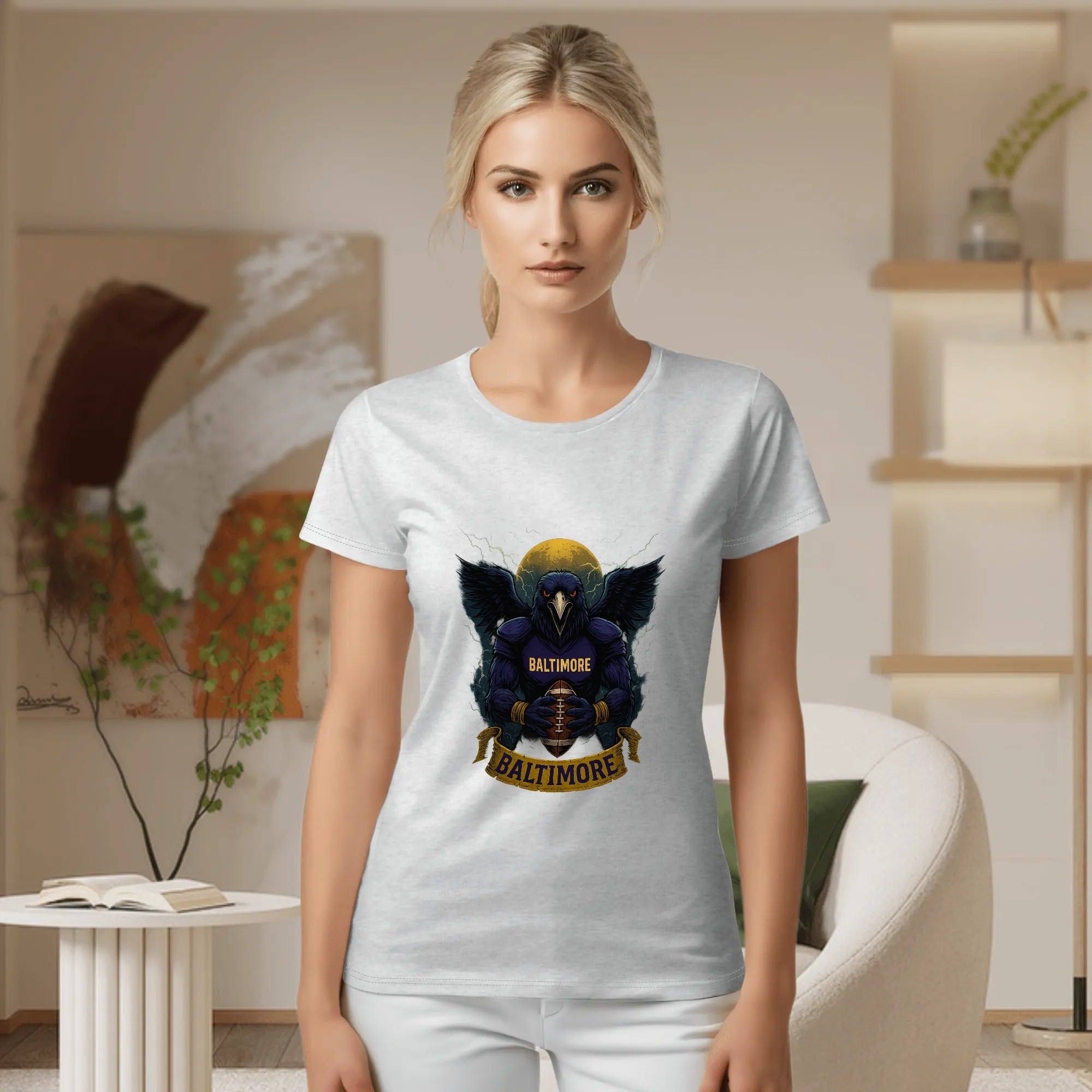 One Side Printed in US-Woman Crew neck T-shirts