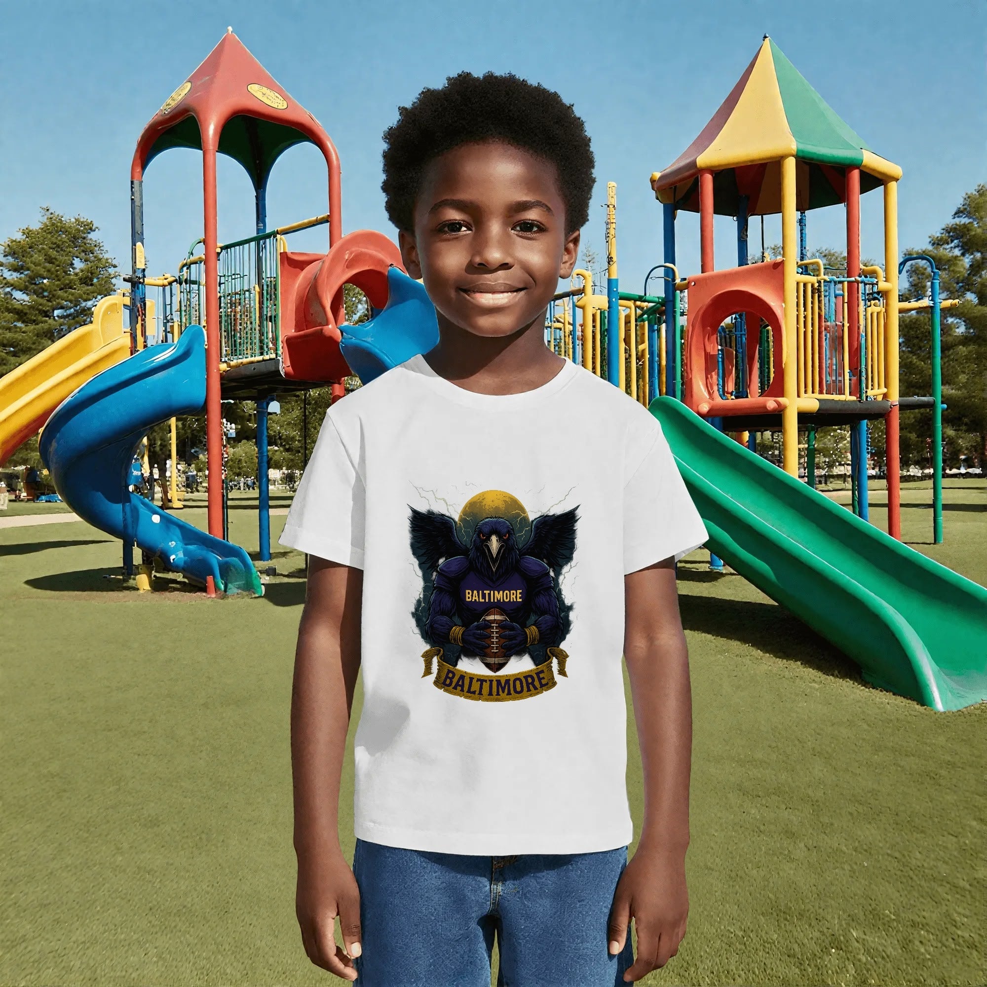 One Side Printed in US-Kids Crew neck T-shirts