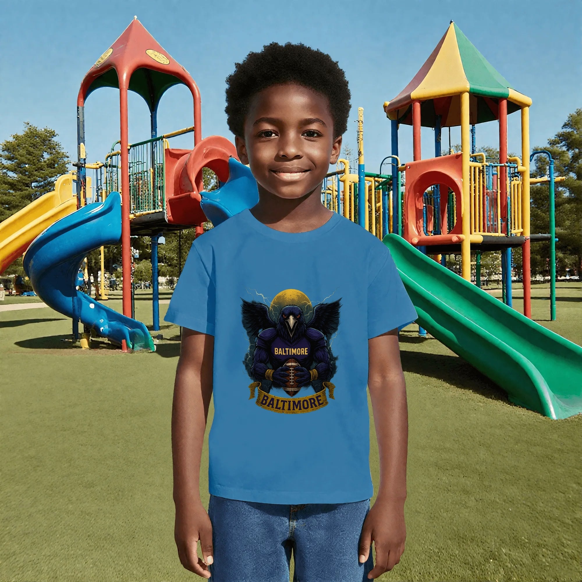 One Side Printed in US-Kids Crew neck T-shirts