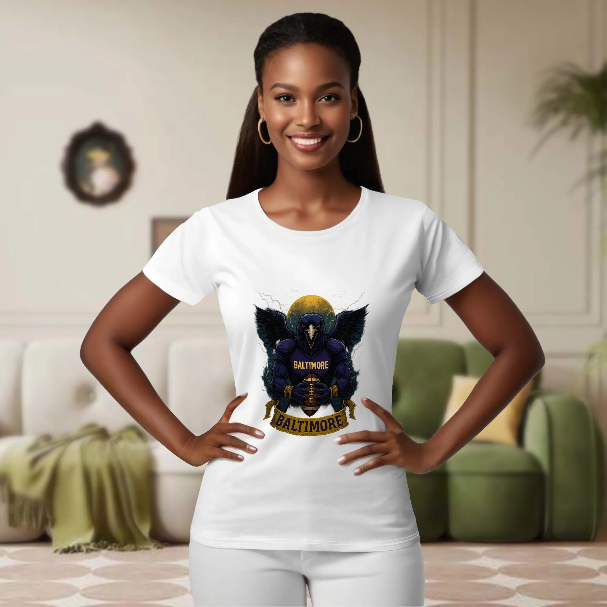 One Side Printed in US-Woman Crew neck T-shirts